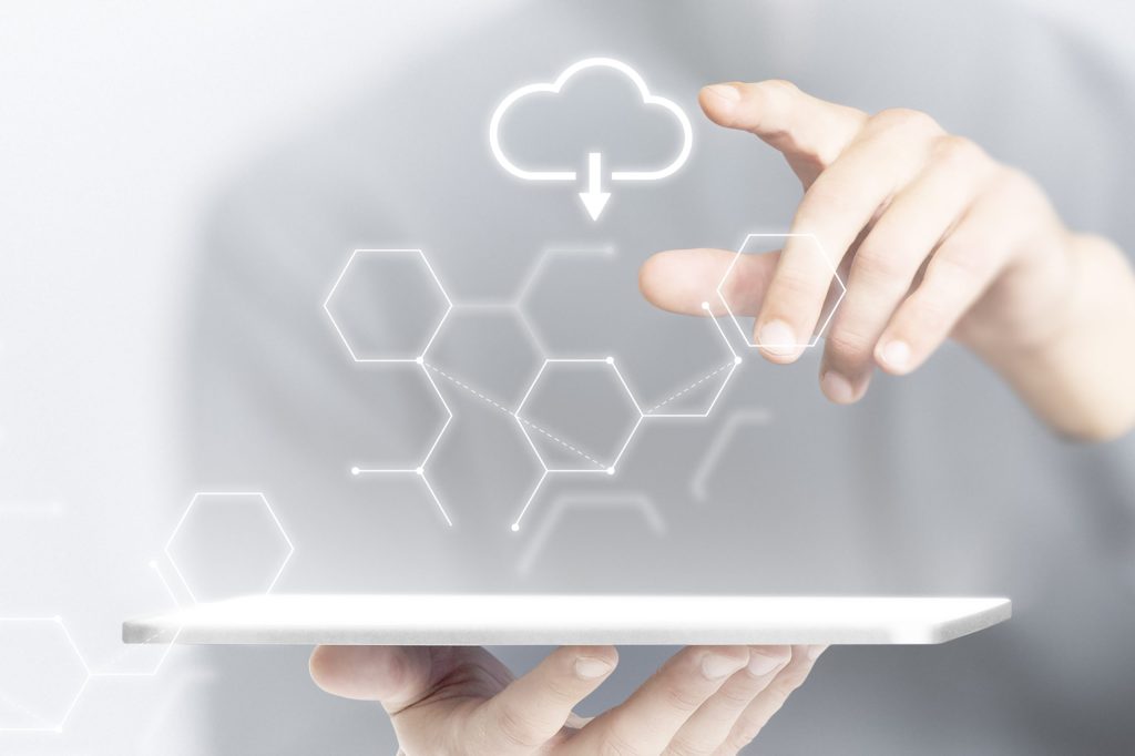 Man using digital tablet